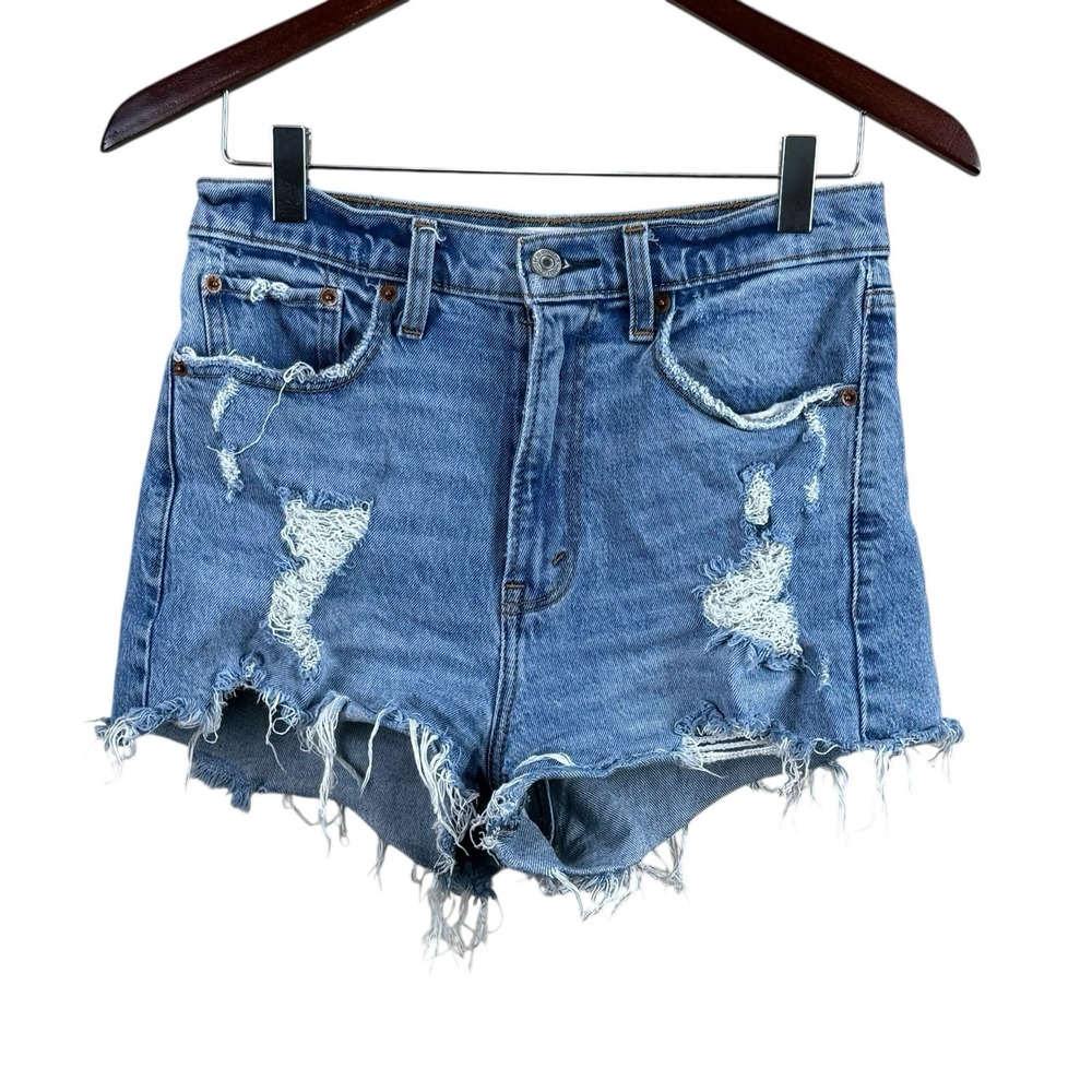 Abercrombie & Fitch Size 27/4 Distressed Shorts High Rise ‎ Stretch Denim jean